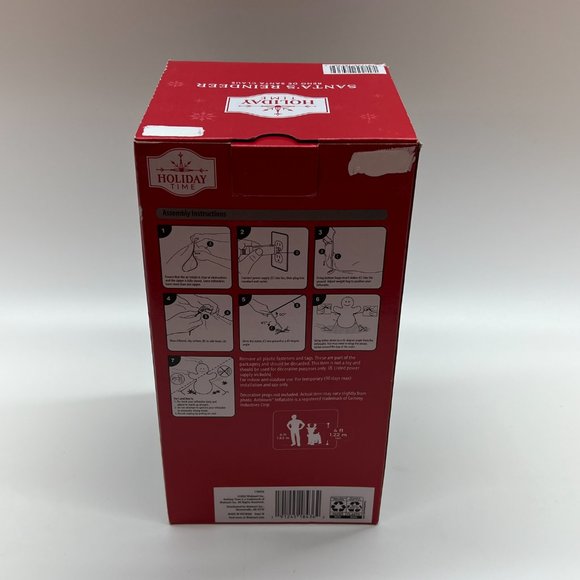 Holiday Time Airblown Inflatable Christmas Santa's Reindeer Light Up 4 Feet Tall - Picture 3 of 7